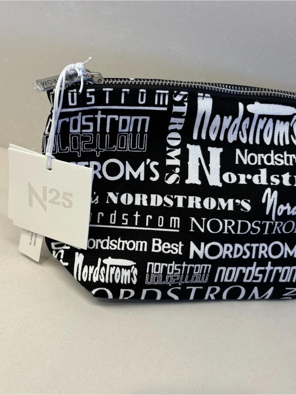 Nordstrom Black and White Logo-Print Toiletry Pouch